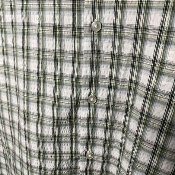 Van Heusen AIR Short Sleeve Plaid Crinkle Button Down Shirt XXL Green White Mens - Picture 4 of 9